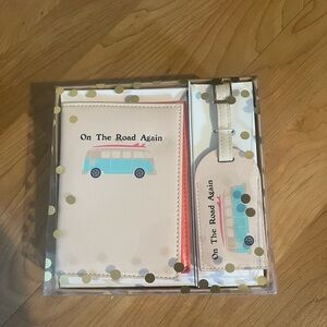 Travel-Themed Passport Holder and Luggage Tag Set